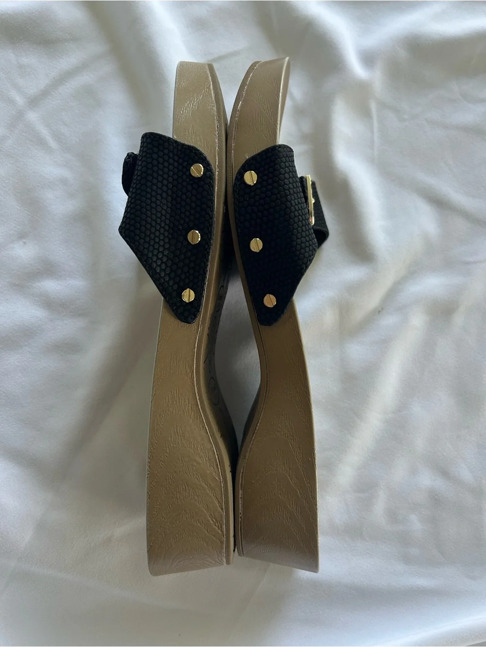 Dr. Scholl’s Classic Black Textured Buckle Slide Sandle Size 9